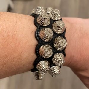 Balenciaga Studded Leather Cuff Bracelet